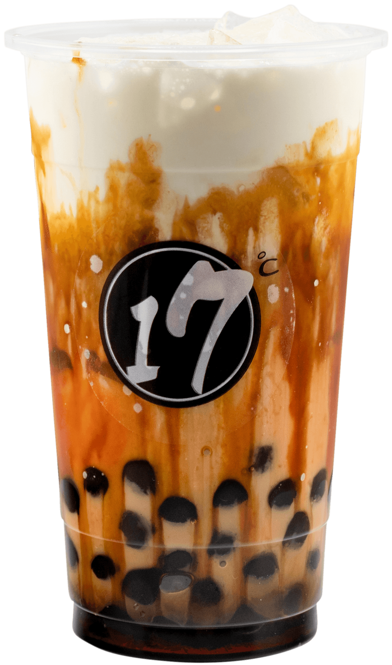 Black sugar pearl bubble tea with tiger stripes at 17˚C Café Vancouver