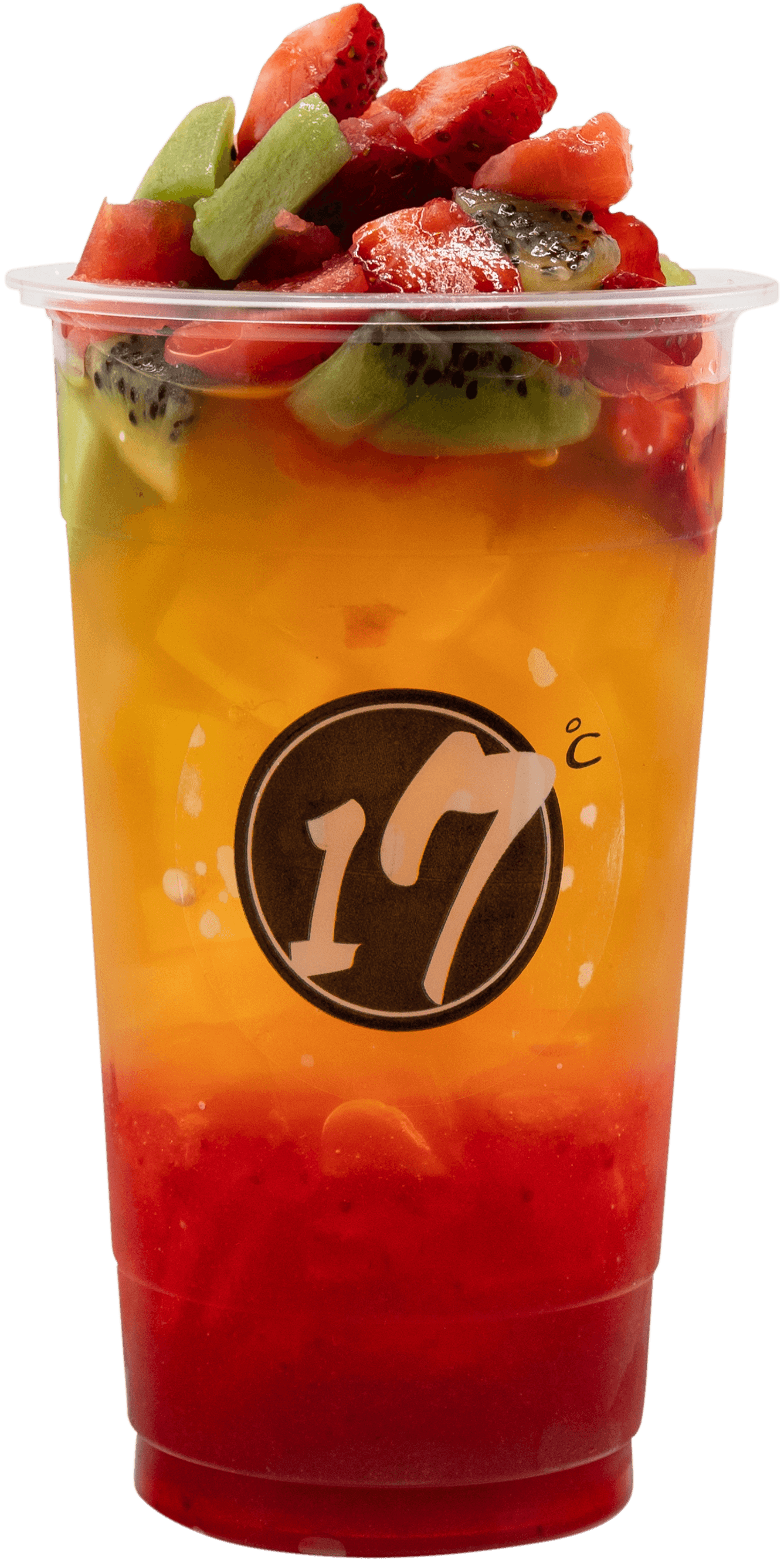 Fresh fruit tea with real fruit pieces at 17˚C Bubble Tea & Dessert Café Vancouver