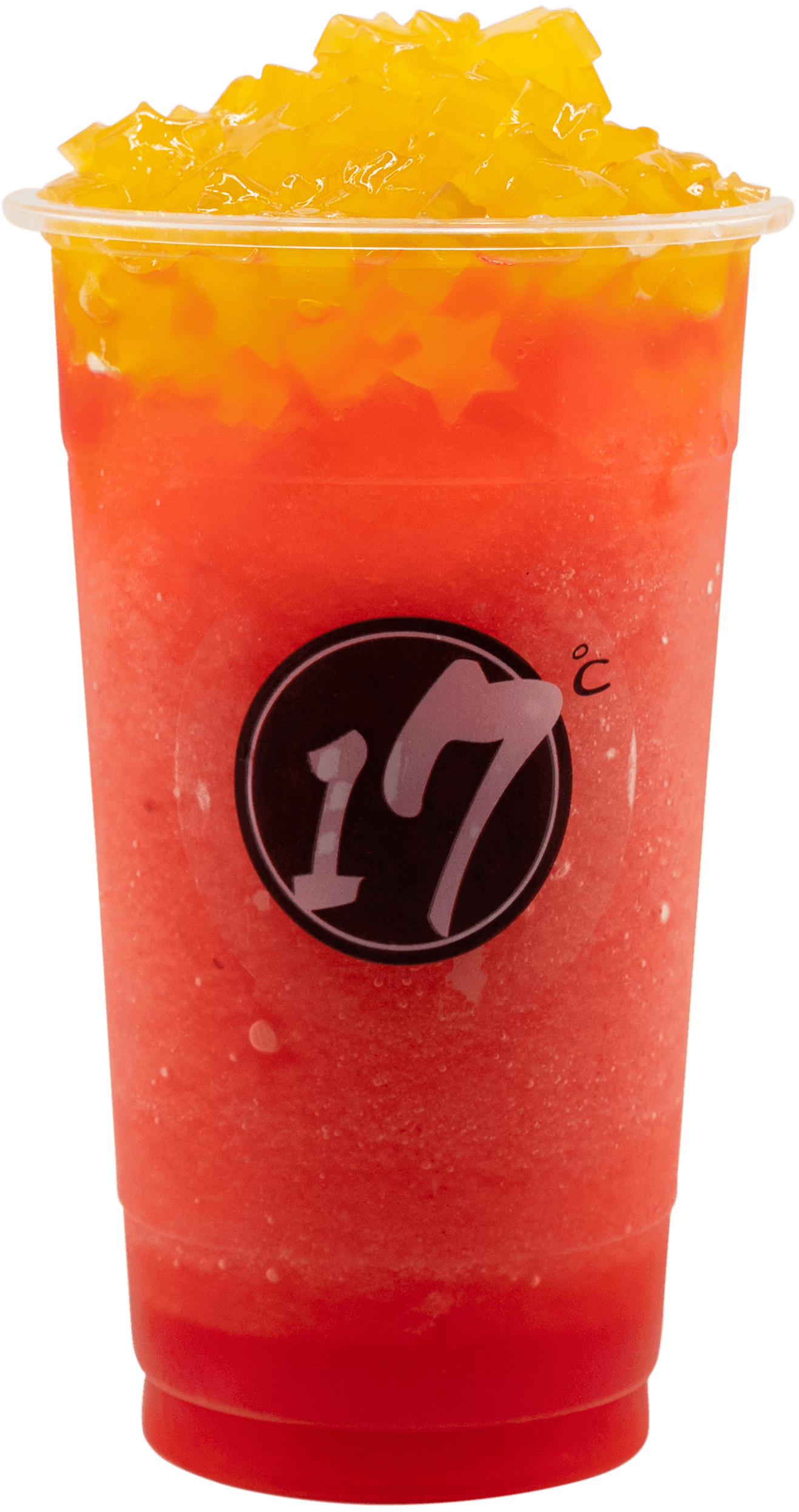Fresh watermelon slush topped with mango star jelly at 17˚C Bubble Tea & Dessert Café Vancouver